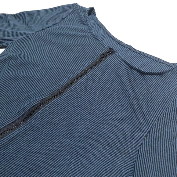 SHEIN Striped Double Zipper Long Sleeve Top - Picture 2 of 7